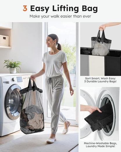 SOLEDI Laundry Hamper 3 section - Image 4