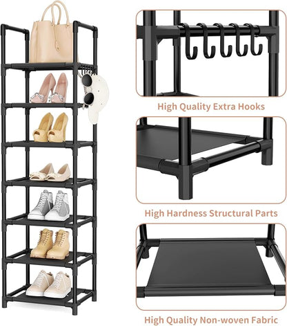 LANTEFUL Tall Shoe Rack 7 Tier Narrow Shoe Shelf Storage - Image 4