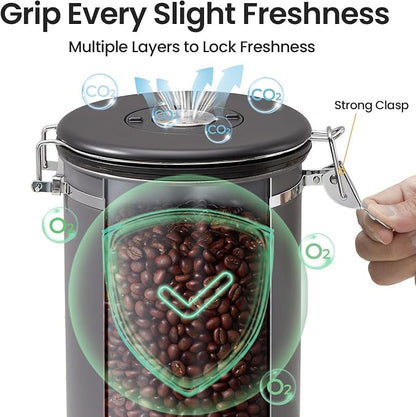 Veken Coffee Canister, Airtight Stainless Steel Kitchen Food Storage Container - Image 3