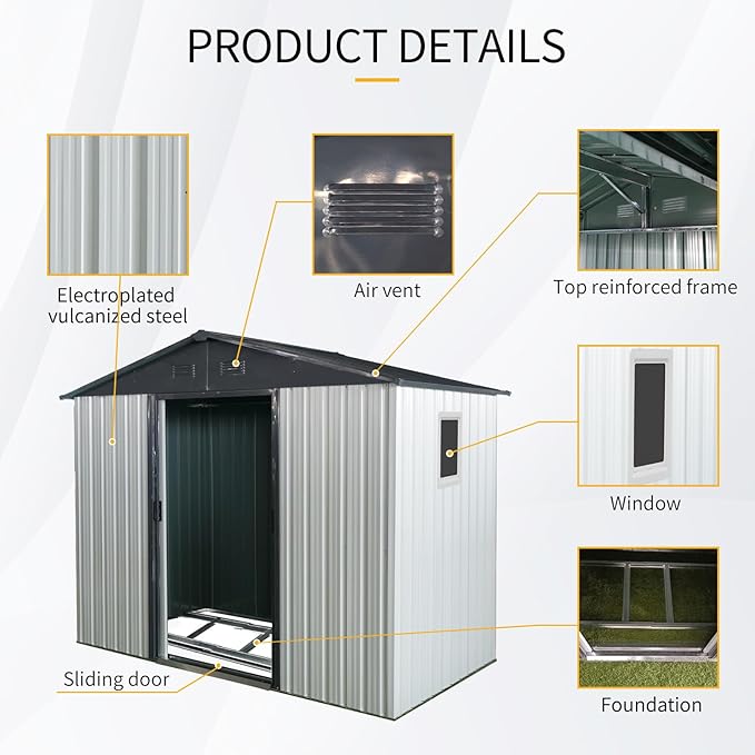 Outdoor Metal Storage Shed Window Ventilation Foundation Frame Waterproof - Image 4