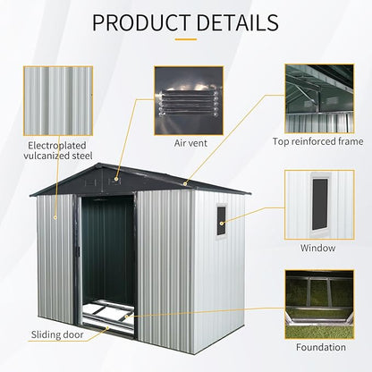 Outdoor Metal Storage Shed Window Ventilation Foundation Frame Waterproof - Image 4