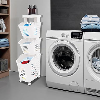3-Tier Plastic Laundry Hamper Sorter - Image 2