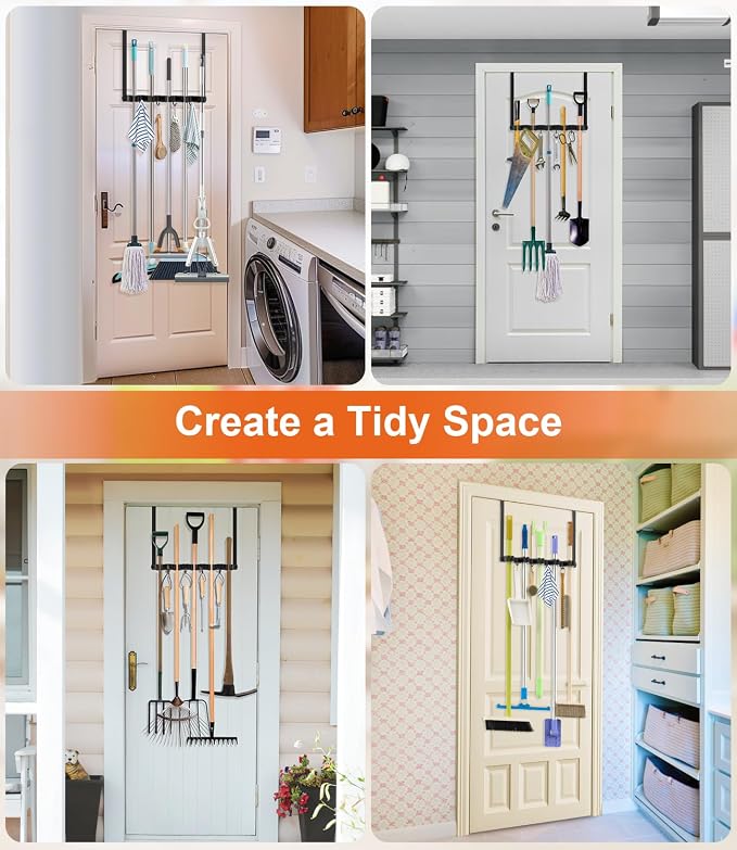 Broom Holder Over The Door Drilling Free Mop and Broom Holder - Image 4