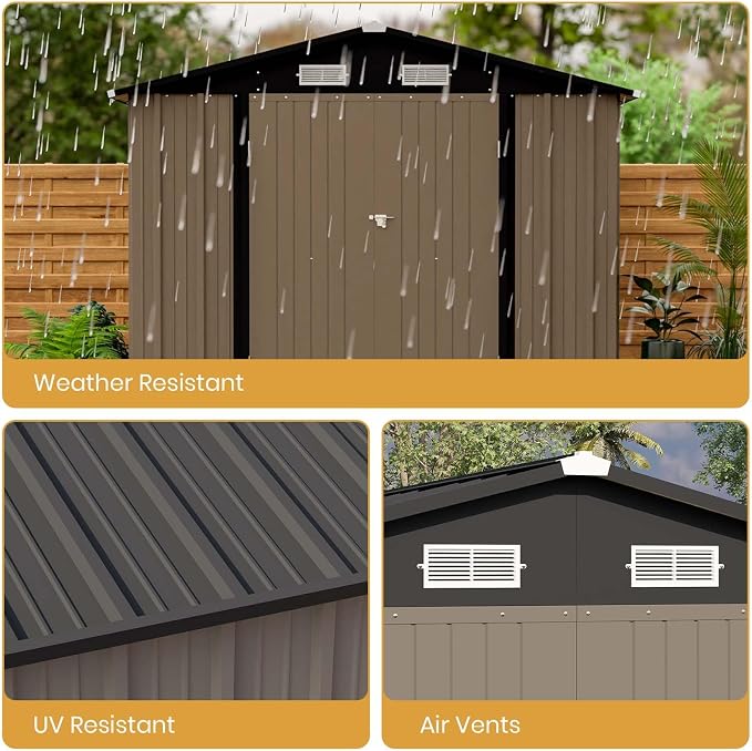 Patiowell 12 x 8 FT Outdoor Storage Shed, Large Metal Shed Storage - Image 4