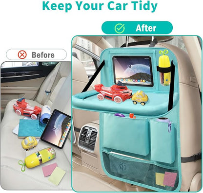 Car Backseat Organizer with Tray, Seat Back Table Holder with 6 Storage Pockets - Image 5