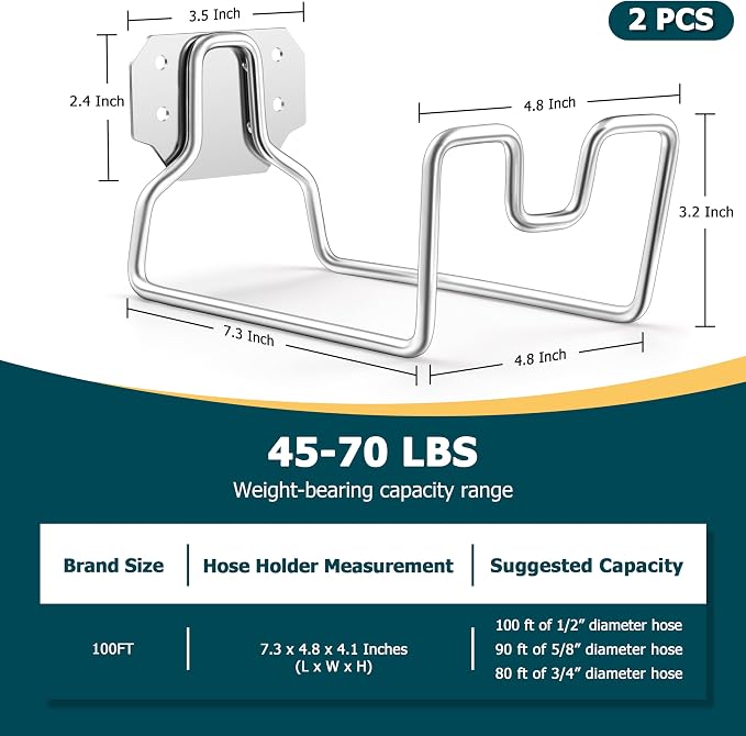 HaSteeL 18/0 Stainless Steel Garden Hose Holder Hook, Metal Wall Mount Hanger - Image 2