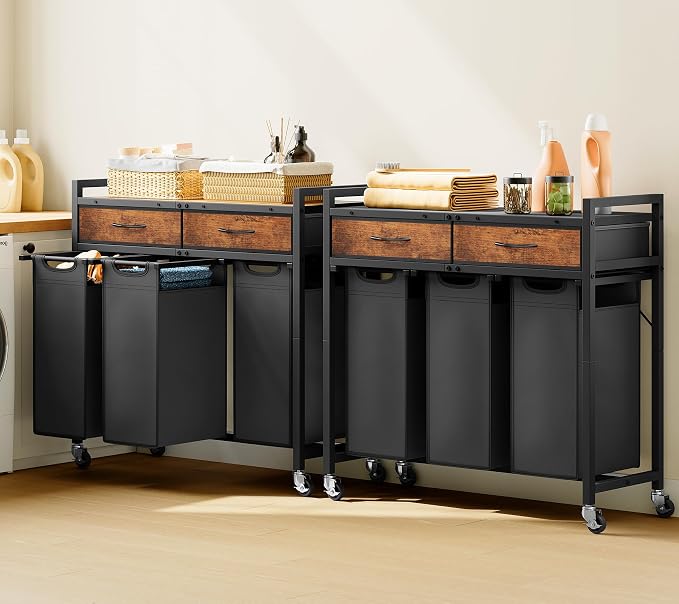Laundry Sorter 3 Section, 120 L Laundry Hamper - Image 8
