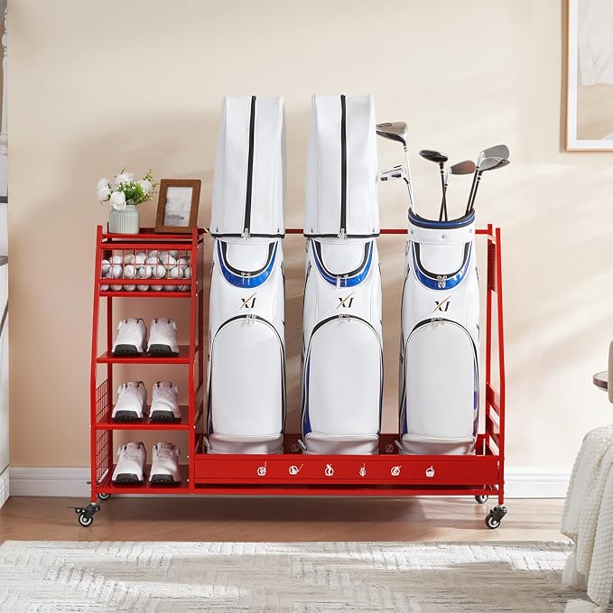Lauren&Harold Golf Bag Organizer Garage Storage, Golf Storage Rack Stand Fits 2 - Image 8