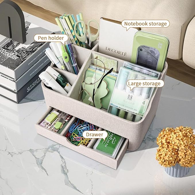 KINGFOM Desk Organizer with Drawer, Desk Organizer and Accessories 5 - Image 5