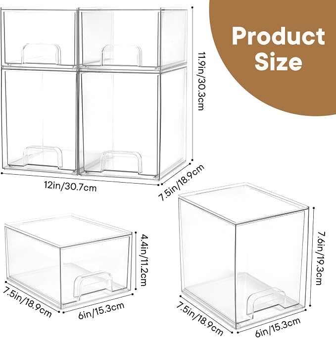 Baby Bottle Organizer, 4 Pack Clear Space-Saving Stackable Drawer - Image 3