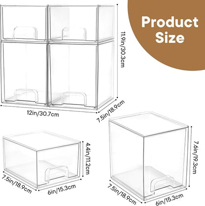 Baby Bottle Organizer, 4 Pack Clear Space-Saving Stackable Drawer - Image 3