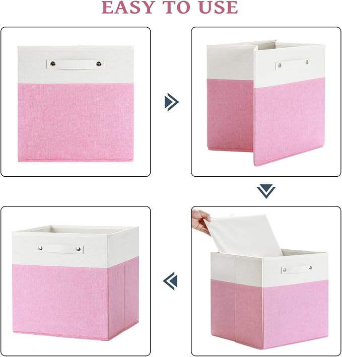 FinishingBo 13x13x13 Storage Cube Bins 6 Pack, Cube Shelf Baskets | Foldable - Image 4