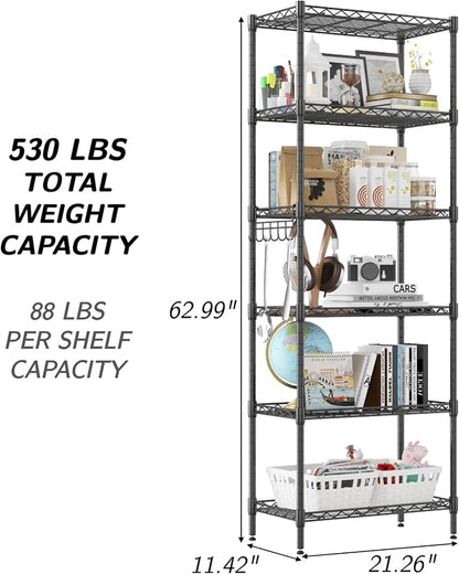 Homdox 6-Tier Storage Shelf Wire Shelving Unit Free Standing Rack Organization - Image 3