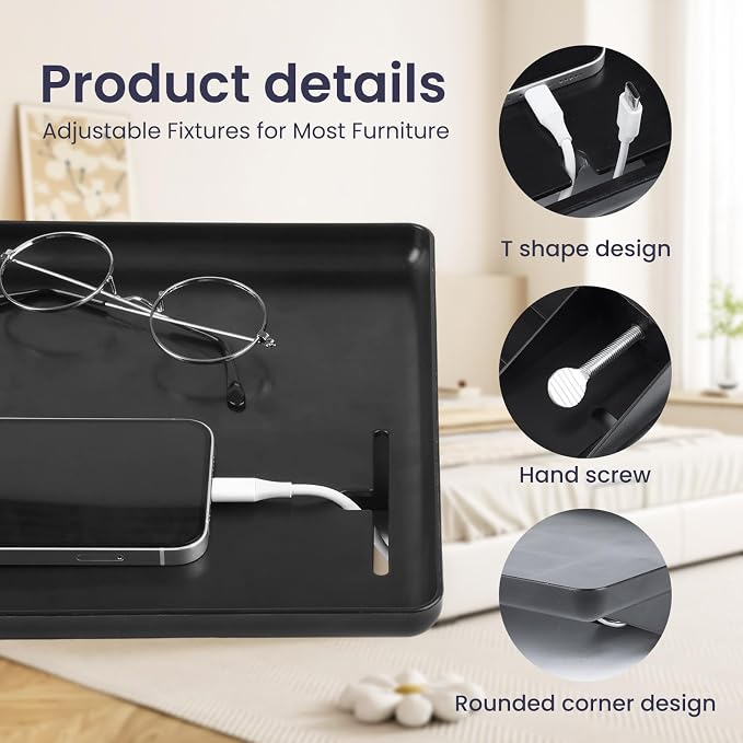 WELTOKE Bedside Shelf for Dorm Bed, Clip on Floating Bedside Table, Bunk Bed - Image 5