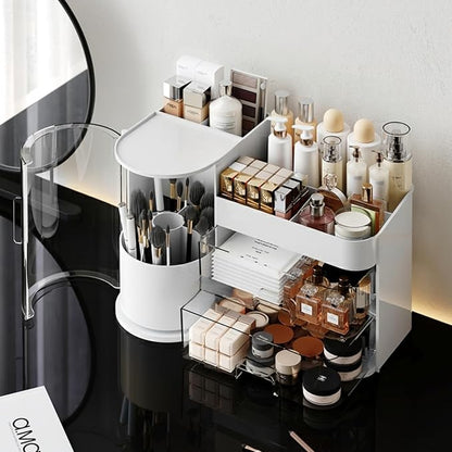 Makeup Organizer with Rotating Brush Holder Cosmetic Organizer with Drawers - Image 5