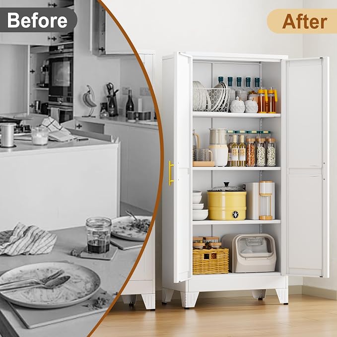 61" White Metal Storage Cabinet - Image 7