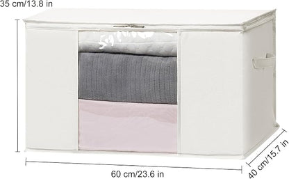 TYEERS Large Storage Bags with Zipper and Clear Window, Cotton Blended Fabric - Image 2