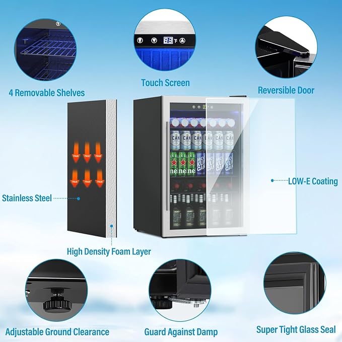 Compact Freestanding Beverage Refrigerator, 145 Can/4.5 Cubic Feet Mini Fridge - Image 2