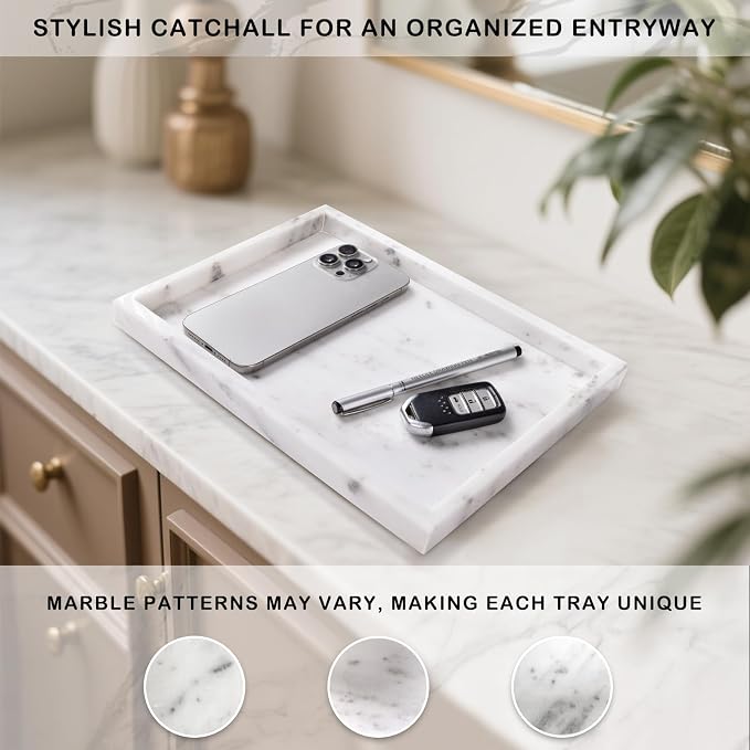 Bathroom Tray for Countertop, Marble Perfume Tray for Dresser Organizer - Image 6