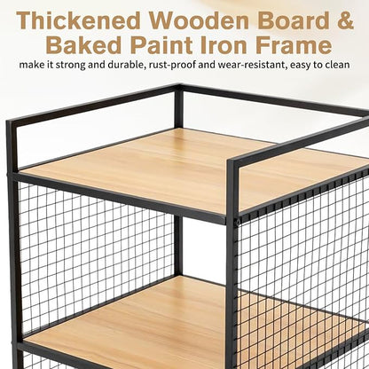 3-Tier Shelving Unit, Metal Small Bookshelf, Rustic Wood Storage Shelf - Image 6