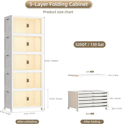 520 QT / 130 Gal Large Foldable Stackable Plastic Storage Cabinet - Image 2