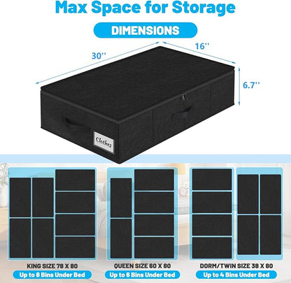 Under Bed Storage Container Bin 3 Pack, Low Profile Foldable Underbed Clothes - Image 6