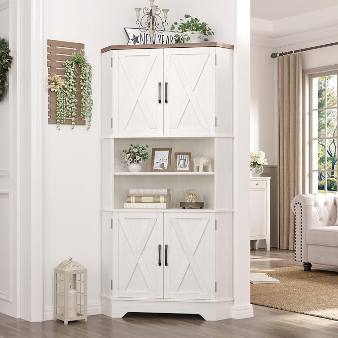 Corner Cabinet, 6-Tier Corner Food Pantry Hutch - Image 7