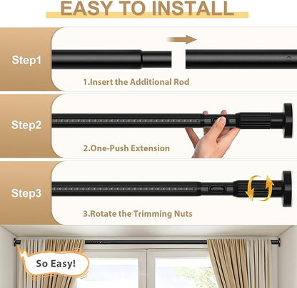 Black Tension Curtain Rod 41-126 In, Outdoor Curtain Rod | No Drilling - Image 6