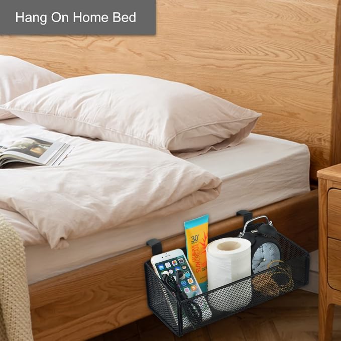 Bedside Caddy Hanging Storage Basket Beside Shelf Metal Organizer - Image 4