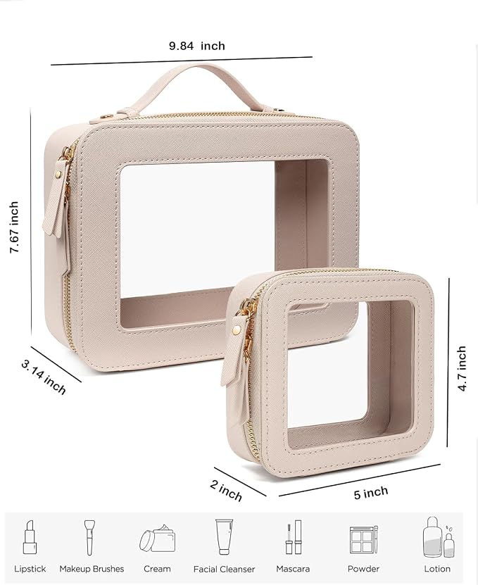 Travel Clear Makeup Bag Set, TSA Approved Cosmetic Bag Case - Image 5