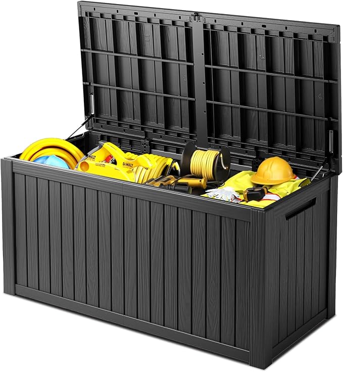 200 Gallon Deck Box, Resin Outdoor Indoor Waterproof Storage Box, Lockable by Kdymod