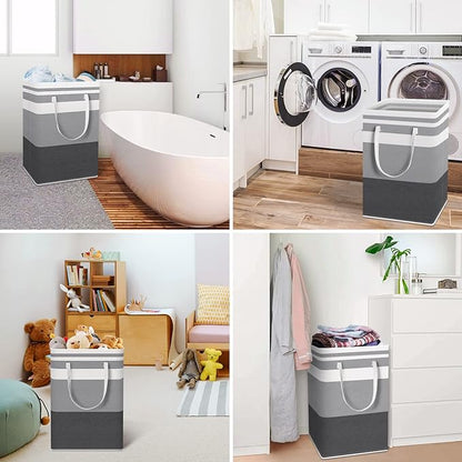 HomeHacks 2 Pack Large Laundry Baskets, Waterproof, Freestanding Laundry Hampers - Image 6