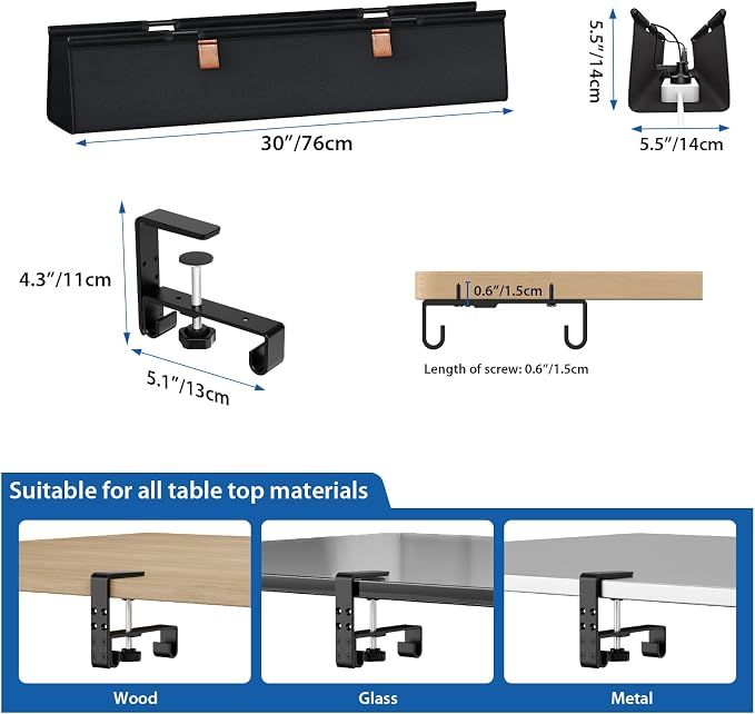 Zilink No Drill Under Desk Cable Management Tray 30" Cord Organizer - Image 5