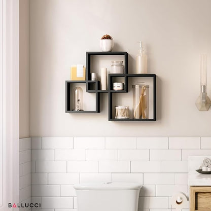 Ballucci Modern Interlocking Cube Floating Shelves, Wall Mount Wood Square - Image 6