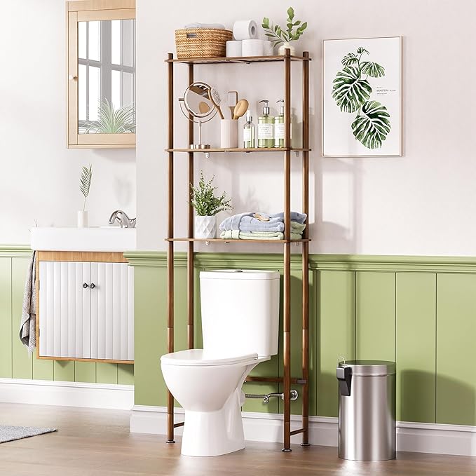 AmazerBath Bamboo Over The Toilet Storage Shelf, 3-Tier Over Toilet Bathroom by AmazerBath