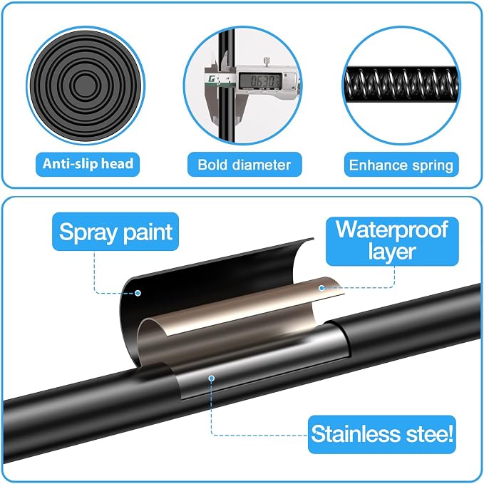 2 Pack Spring Tension Rod, Adjustable 12-18 Inch No Drill, Fits Windows Kitchen - Image 3