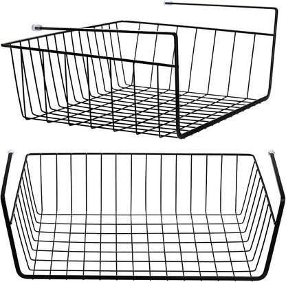 Tebery 2 Pack Black Under Shelf Wire Basket, Hanging Storage Baskets Under by Tebery
