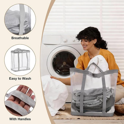 uxcell Collapsible Laundry Basket, Mesh Hamper - Image 6