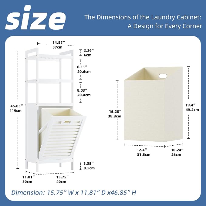 HITNET Bamboo Tilt Out Hamper, Bathroom Laundry Cabinet - Image 3
