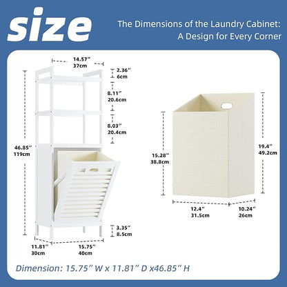 HITNET Bamboo Tilt Out Hamper, Bathroom Laundry Cabinet - Image 3