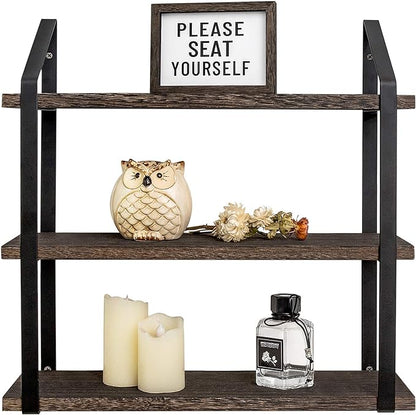 Mkono Floating Wall Shelves 3 Tier 17 Inch Rustic Hanging Shelf by Mkono