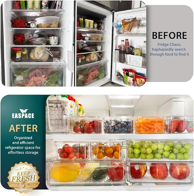 10-Pack Clear Fridge Organizer Bins - Image 3