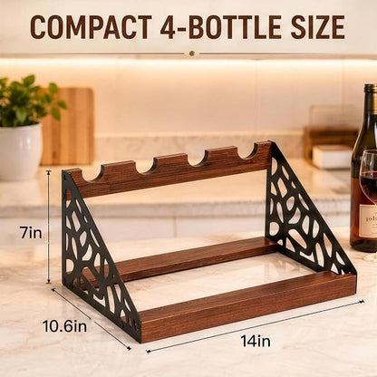 Countertop Wine Rack Display, Wine Bottle Holder, Wood Metal Combination Wine - Image 2