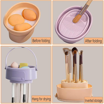 Makeup Brush Cleaner Mat, 3 in 1 Upgraded Foldable Silicone Makeup Brush - Image 2
