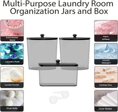 3 Pack Laundry Powder Container & Dryer Sheet Holder, Plastic Laundry Room - Image 5