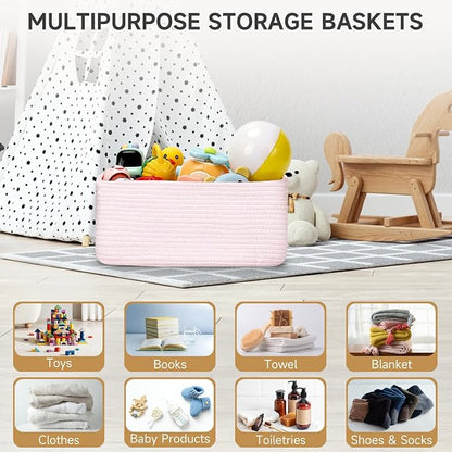 3-Pack Storage Baskets for Organizing | Woven Shelf Toy Basket | Rope Baskets - Image 5