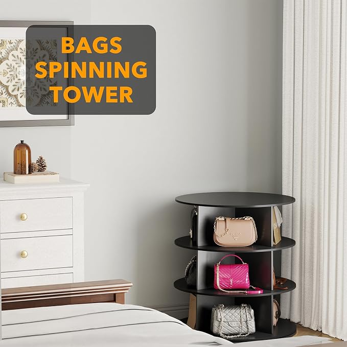 SpaceAid 3 Tier Rotating Shoe Rack Tower, Spinning Shoe Display Lazy Susan - Image 5