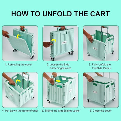 MACOPRO Folding Utility Cart Portable Rolling Crate Handcart Shopping Trolley - Image 5