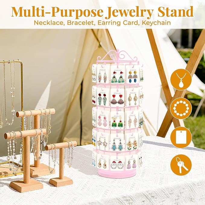 EsLuker.ly Earring Holder Organizer Rotating Display Tree Stand, Adjustable - Image 7