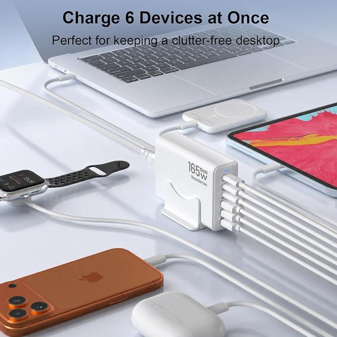 165W GaN USB C Charging Station, 6 Port Desktop Charger - Image 4